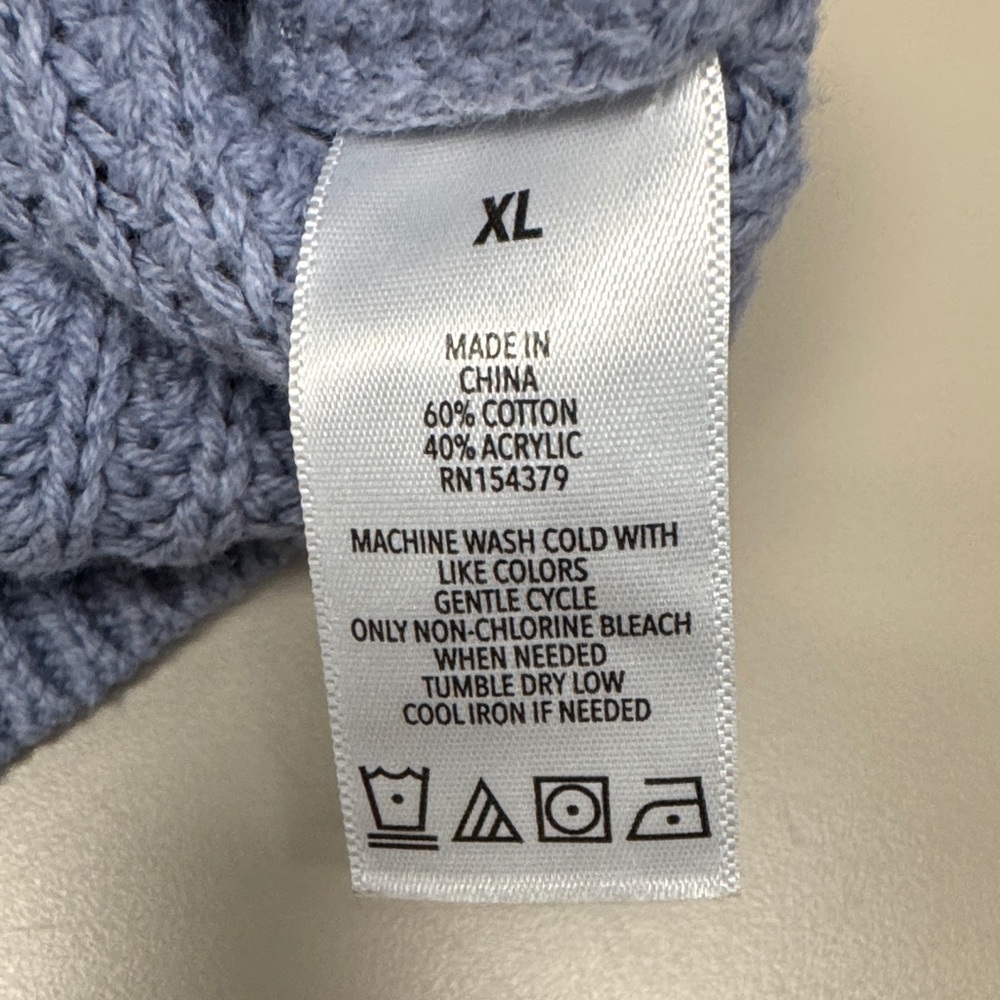Aeropostale Blue V-Neck Cable Knit Cropped Sweater size XL - Picture 4 of 5